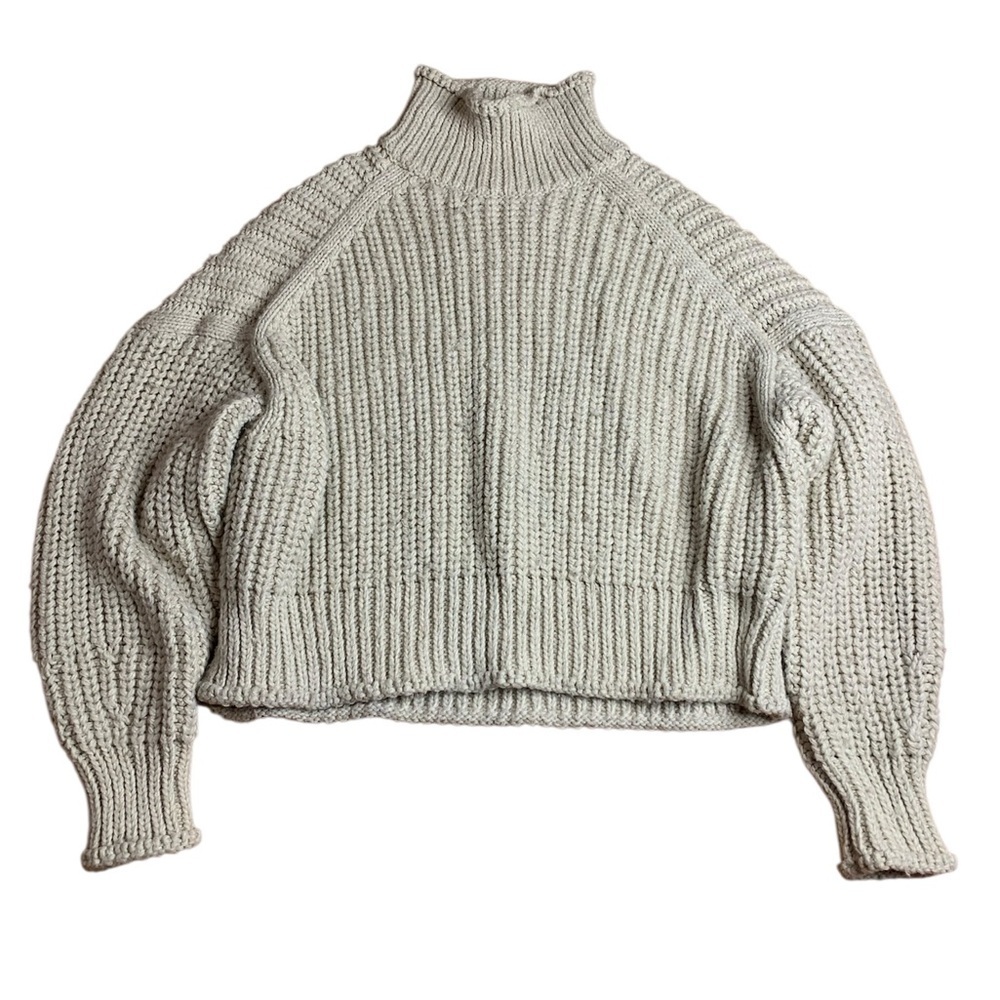 H&M Chunky Rib-Knit Oversized Turtleneck Sweater Beige XXL